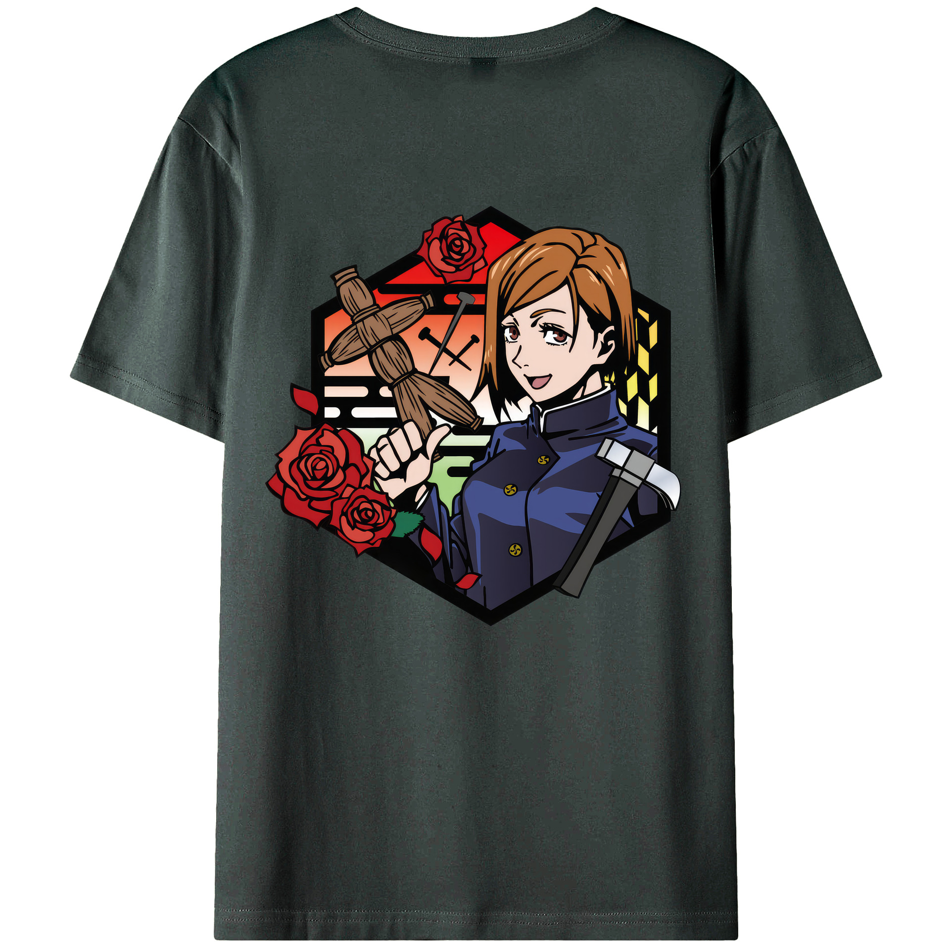 （画像用） 呪術廻戦 Jujutsu Kaisen 綿100％ メンズ半袖Tシャツ（バックプリント） 通気性